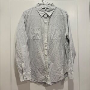 Elizabeth and James Mens White Blue Micro Dot Button Down Shirt Large L 4934